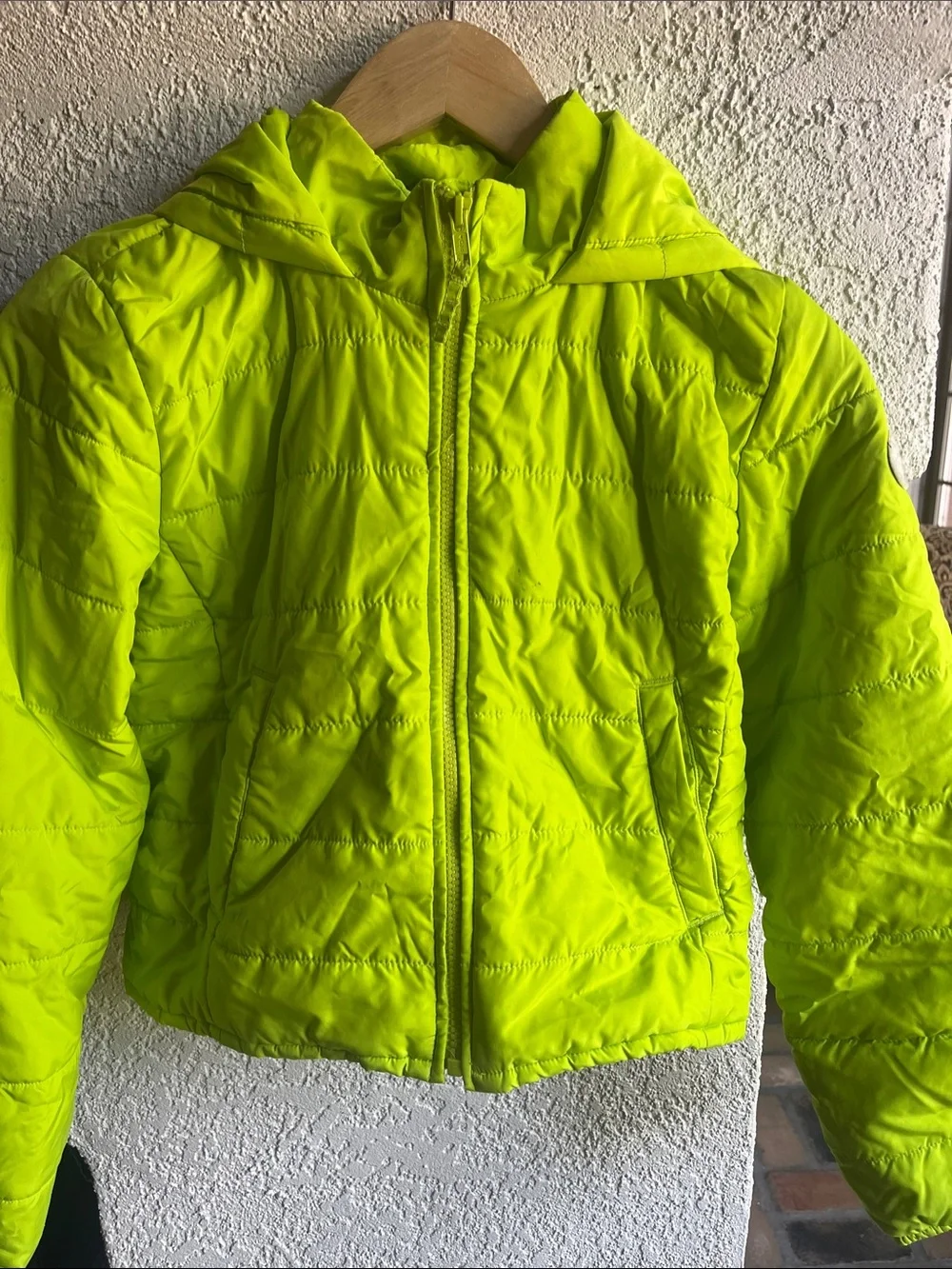 GAP Neon Lime Hooded Puffer Jacket